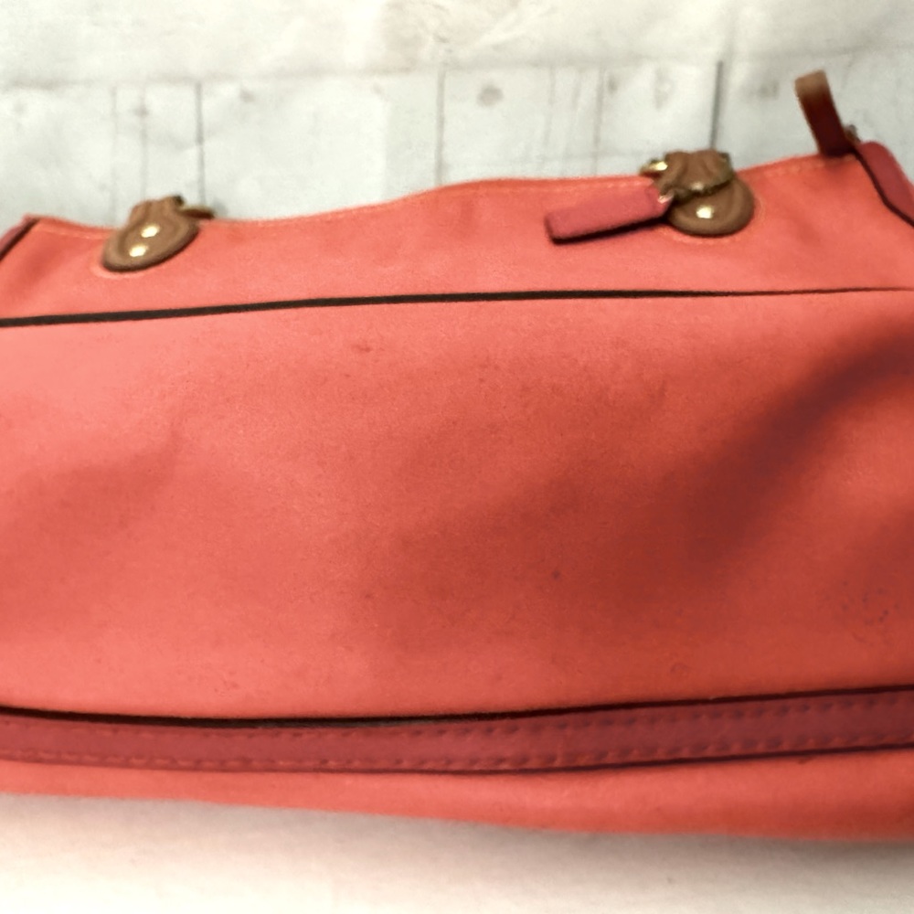 COACH East West 22430 Poppy Colorblock Hattie Sun Orange Leather Tote Flaws - Picture 10 of 10